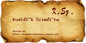 Kudlák Szimóna névjegykártya